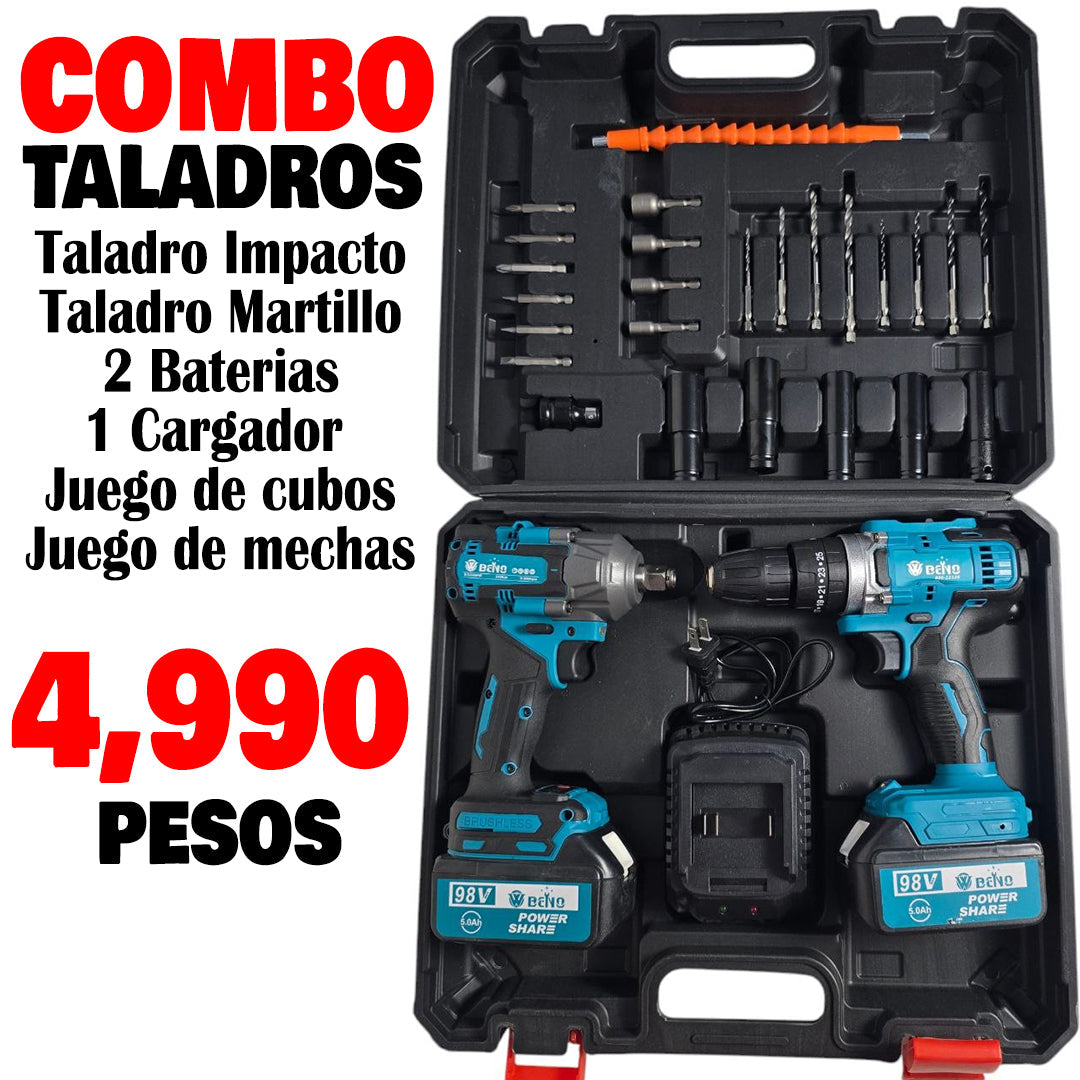 COMBO 2 X 1: Taladro Impacto y Martillo + Juego De Cubos